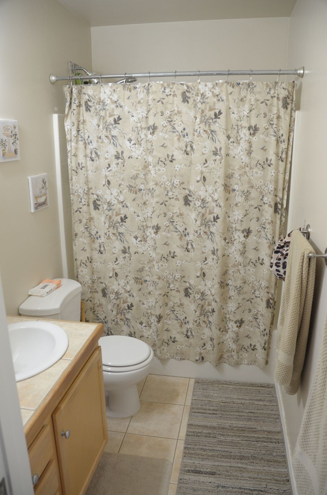 Second bathroom with tub and shower